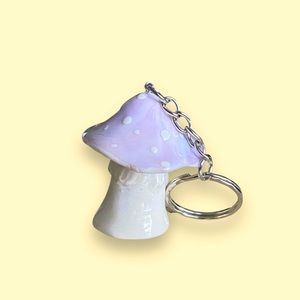 Lavender Marbled Mushroom Cottagecore Polymer Clay Keychain